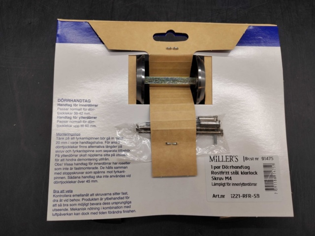 1479622-2 Dörrhandtag 8 st – Millers, rostfritt stål