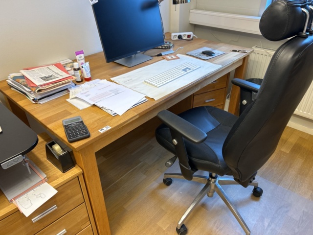 1454872-1 Office furniture with accessories - desk, office chair, shelves, filing cabinets and whiteboard