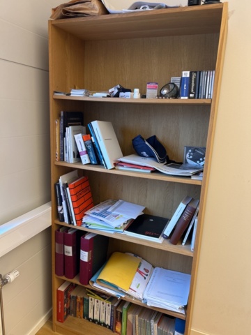 1454872-10 Office furniture with accessories - desk, office chair, shelves, filing cabinets and whiteboard