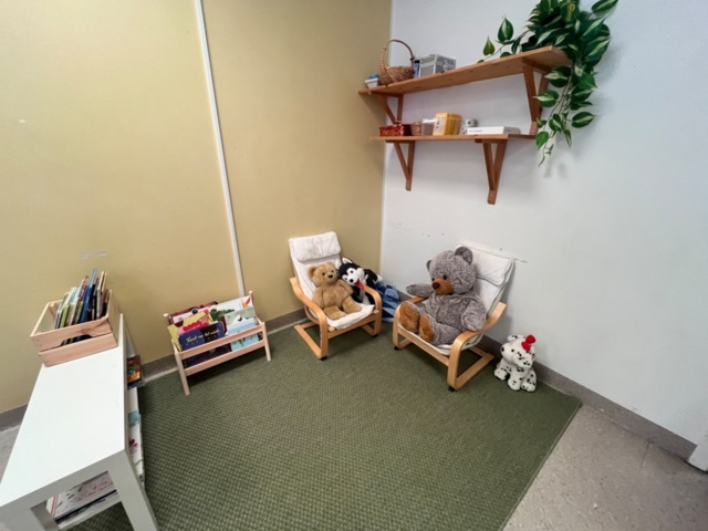 1424075-4 Playroom with furniture and toys - table, chairs, play kitchen, children's armchairs, storage