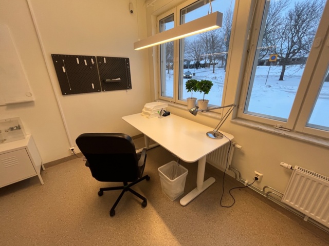 1424076-2 Office room with furniture - electric desk, meeting table, chairs, storage