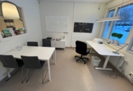 1424076 Office room with furniture - electric desk, meeting table, chairs, storage