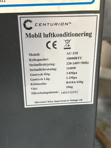 1454889-7 Portable Air Conditioner - Centurion AC-210