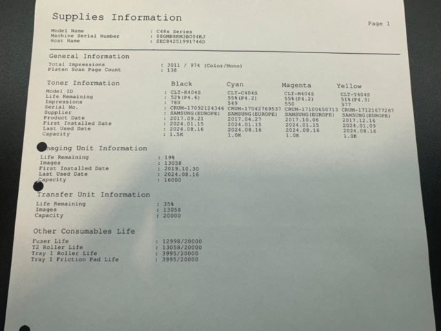 1479891-8 Printer Samsung Xpress C480W
