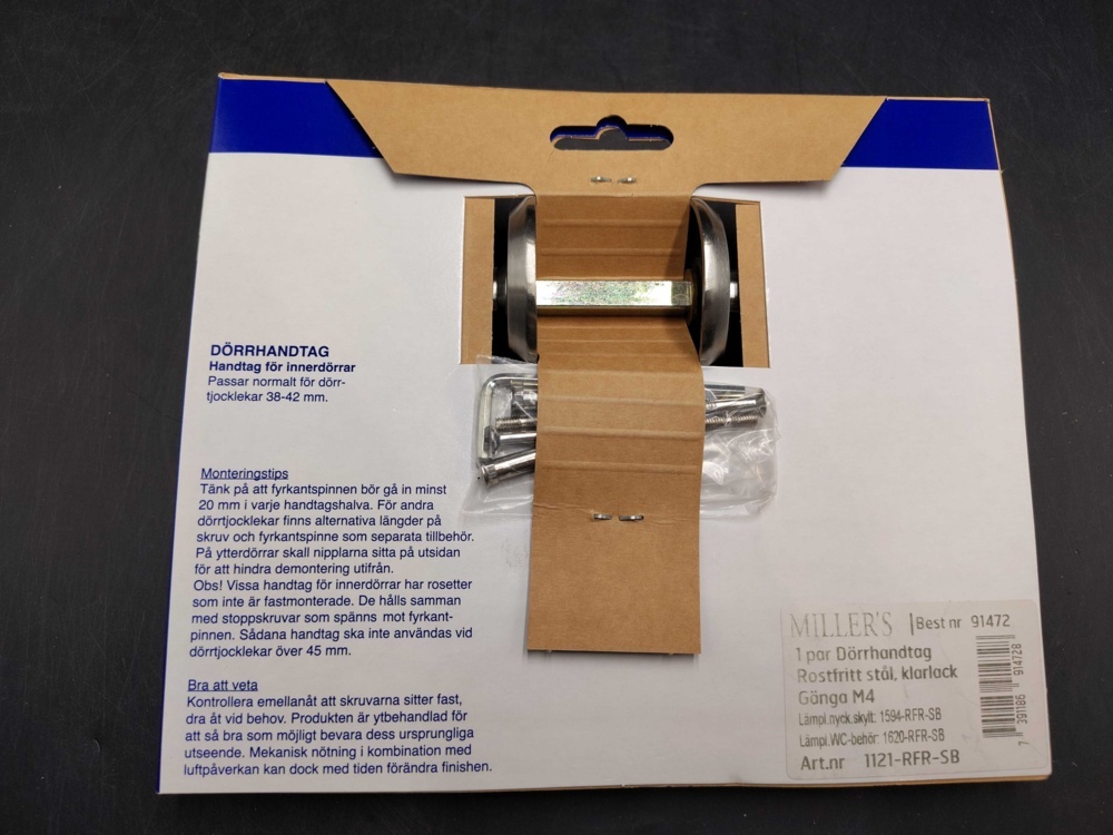 1479825-2 Interior door handles, 8 pcs - Millers, stainless steel