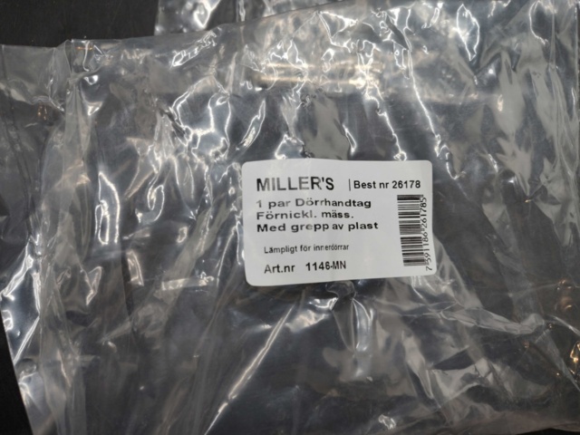 1479846-3 Innerdörrhandtag, 8 st - Miller’s, förnicklad mässing