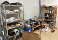 1454905 Collection of shelves, bench and various office and consumable materials