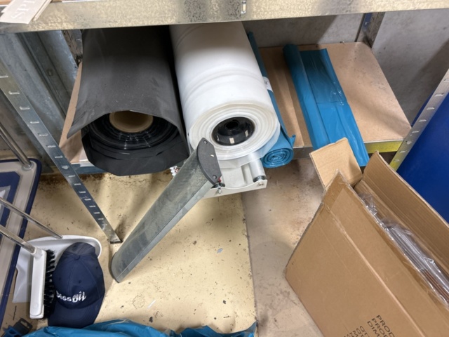 1454905-2 Collection of shelves, bench and various office and consumable materials