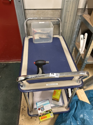 1454908-3 Warehouse trolley with shelves