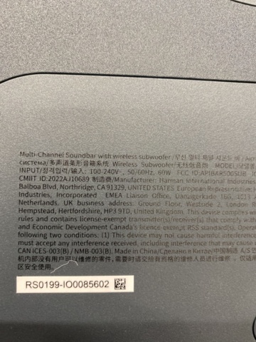 1480450-11 Soundbar with a wireless subwoofer JBL Bar 500