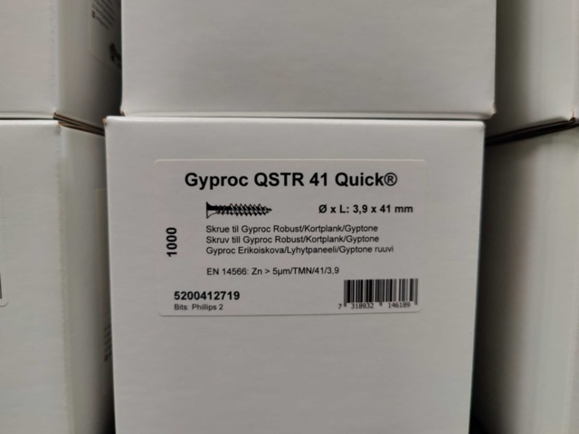 1480801-3 Ca 6000 st Gipsskruv Gyproc QSTR 41 Quick 3,9x41mm
