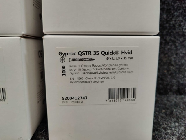 1480809-3 Ca 6000 st Gipsskruv Gyproc QSTR 35 Quick Hvid 3,9x35mm