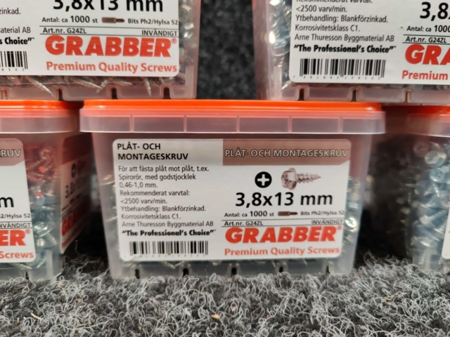 1480824-2 Ca 5000 st Plåt- & montageskruv Grabber 3,8x13mm