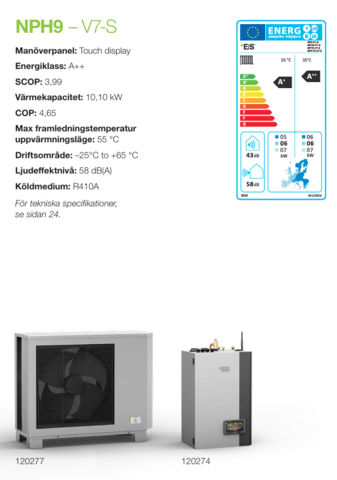 1481016-9 9 kW luft/vatten värmepump från Energy Save, ansluts till befintligt värmesystem.K64