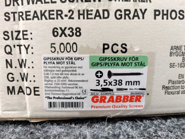 1481022-3 Ca 5000 st Gipsskruv Grabber 3,5x38mm