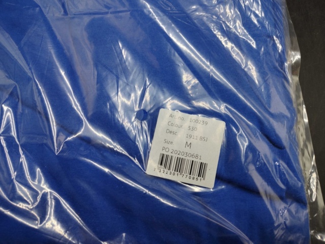 1480374-3 T-shirt, 30 st - Fristads, blå, stl M, utan sidsömmar, ribbstickad halskant