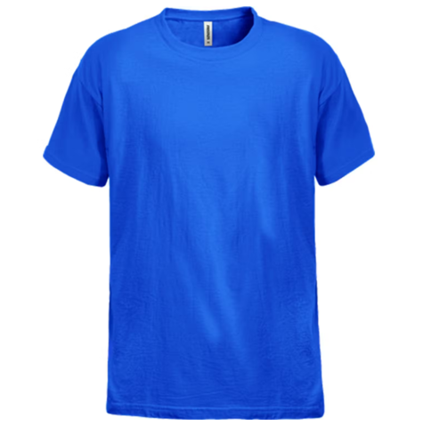 1480374-1 T-shirt, 30 st - Fristads, blå, stl M, utan sidsömmar, ribbstickad halskant