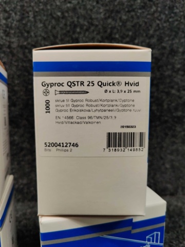 1480849-3 About 6000 plasterboard screws Gyproc QSTR 25 Quick Hvid 3.9x25mm