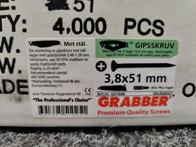 1481069-4 About 4000 plasterboard screws Grabber 3.8x51mm