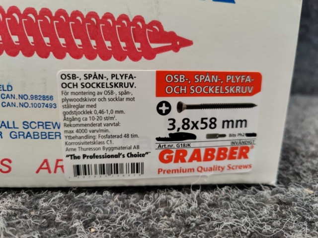 1481081-4 About 4000 OSB, chipboard, plyfa & plinth screws Grabber 3.8x58mm