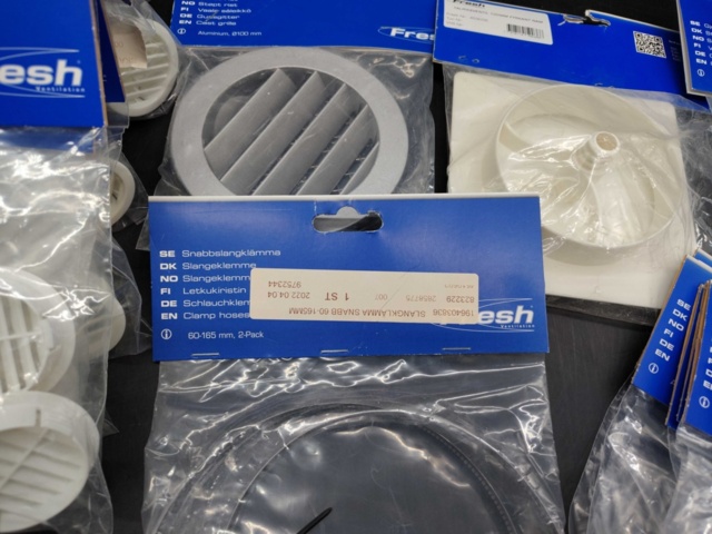 1480430-5 Ventilation details, lot, Fresh – valves, grilles, hose clamps