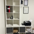 1410965-3 Office equipment - Height-adjustable desk, vacuum cleaner, printer and shelves
