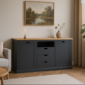 1481919-1 Fårö sideboard - Black / Oiled oak