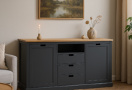 1481919 Fårö sideboard - Black / Oiled oak