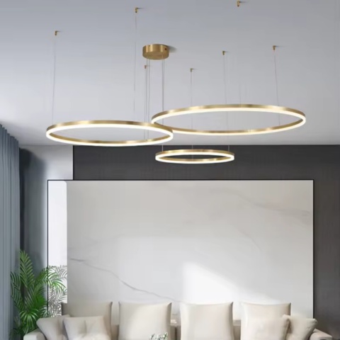 1482010-2 LED PENDANT – CIRCLES 60 | Modern dimbar guldfärgad LED-taklampa med fjärrkontroll - Fri frakt