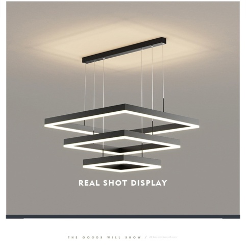 1482012-4 LED PENDANT – SQUARES 80 XL | Stor designlampa med tre LED-nivåer och fjärrkontroll - Fri frakt