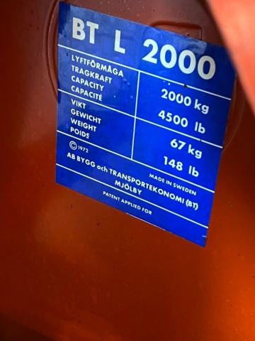 1426505-5 Palldragare BT 2000 kg