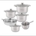 1466018-1 Stainless steel frying pan and cookware set with lid – 12 pieces