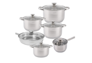 1466018 Stainless steel frying pan and cookware set with lid – 12 pieces