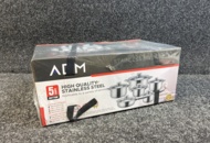 1466024 Stainless steel frying pan and cookware set with lid – 12 pieces