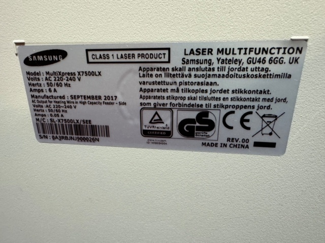 1405485-14 Printer - Samsung Multixpress X7500LX