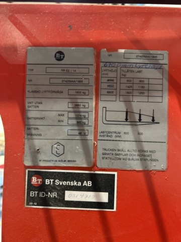 1470221-13 Elektrisk skjutstativtruck