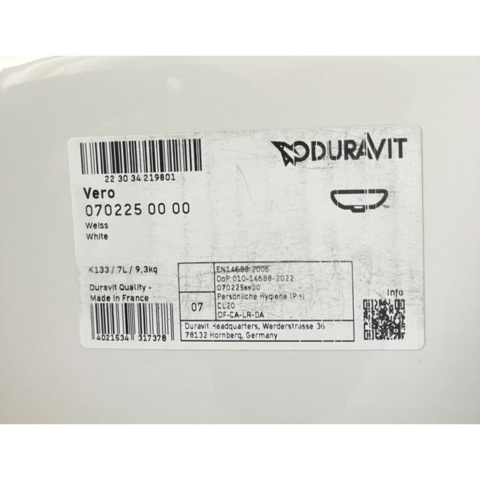 1408013-2 Washbasin – Duravit Vero – 250 × 450 mm – New