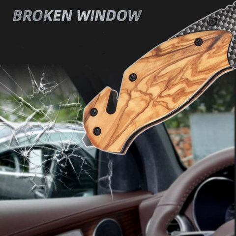 1482763-2 3 pcs Folding knives carbon fiber patterned with wooden handle - Free shipping
