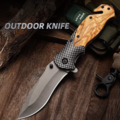 1482763-4 3 pcs Folding knives carbon fiber patterned with wooden handle - Free shipping