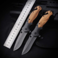 1482763-5 3 pcs Folding knives carbon fiber patterned with wooden handle - Free shipping