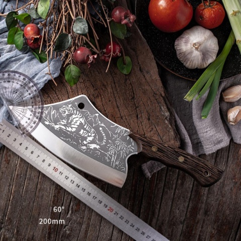 1482952-2 Meat ax with Tiger engraving - Free shipping