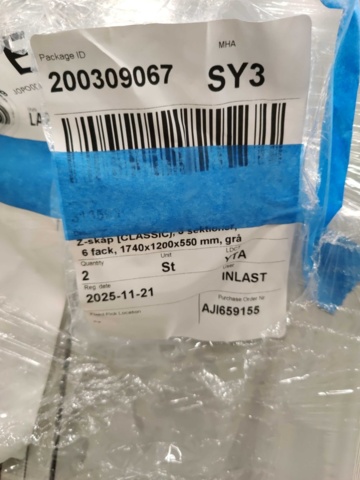 1483108-5 Z-cabinet CLASSIC 3 sections, 6 compartments, 1740x1200x550 mm, grey