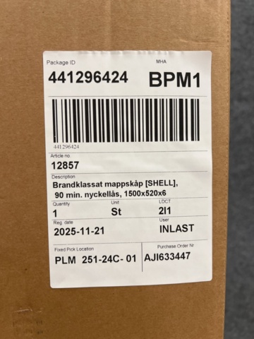 1483077-4 Fire-rated file cabinet SHELL 90 min. key lock, 1500x520x680 mm, 4 drawers