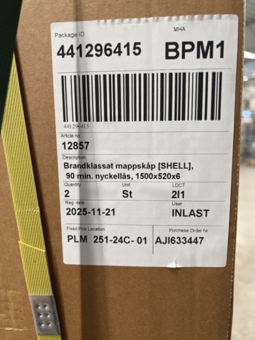 1483078-6 Fire-rated file cabinet SHELL 90 min. key lock, 1500x520x680 mm, 4 drawers