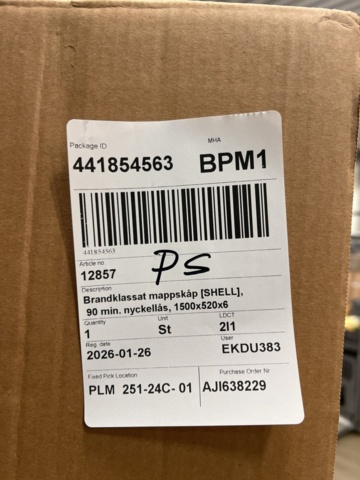 1483083-7 Fire-rated file cabinet SHELL 90 min. key lock, 1500x520x680 mm, 4 drawers