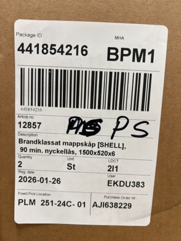 1483084-7 Fire-rated file cabinet SHELL 90 min. key lock, 1500x520x680 mm, 4 drawers