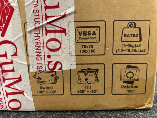 1483091-3 Monitor arm Double, gas spring, silver