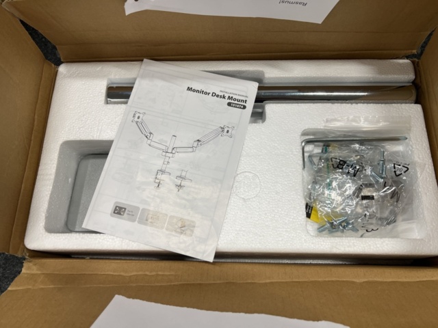 1483091-5 Monitor arm Double, gas spring, silver