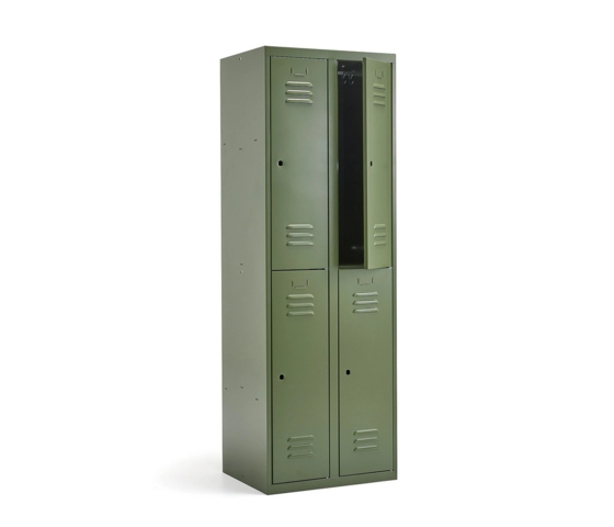 1483076-1 2 small compartment cabinets CAMPUS 2 sections, 4 doors, without lock, 1800x600x500 mm, olive green