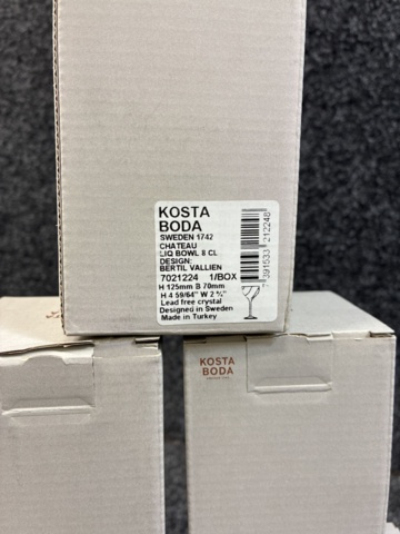 1483517-7 6 wine glasses & bowl, Kosta Boda